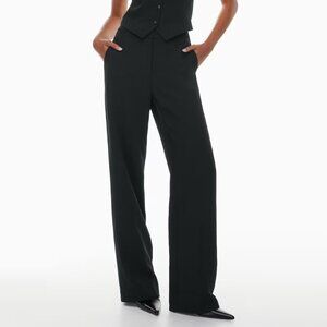 Aritzia • Wilfred Alanya Wide Straight Leg Black Pleated Trouser Pants • 10